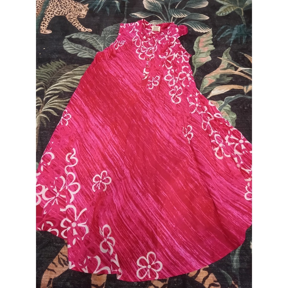 Seven Islands New York Pink Floral Sleeveless Rayon Shift Dress Women's M Medium
